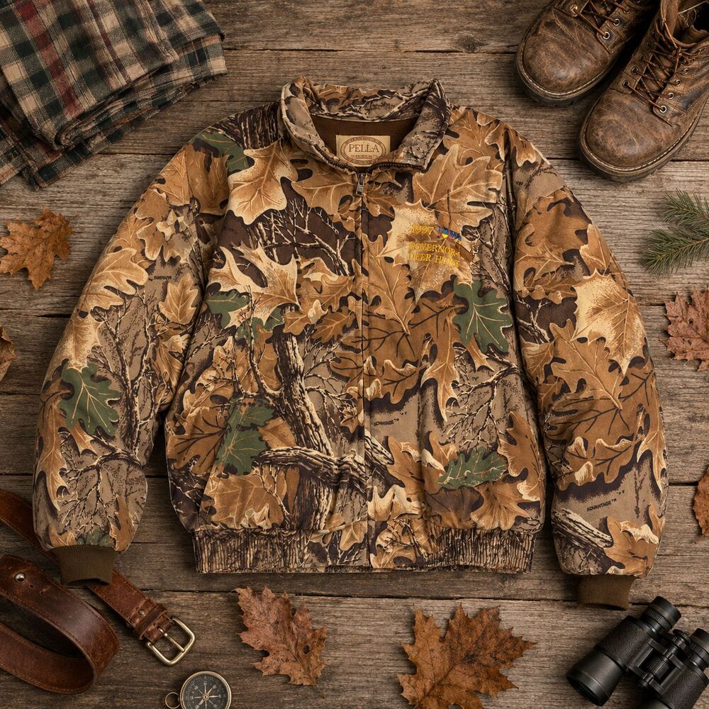 Pella XL Camo Jacket 1997 Iowa Governor Deer Hunt Made USA